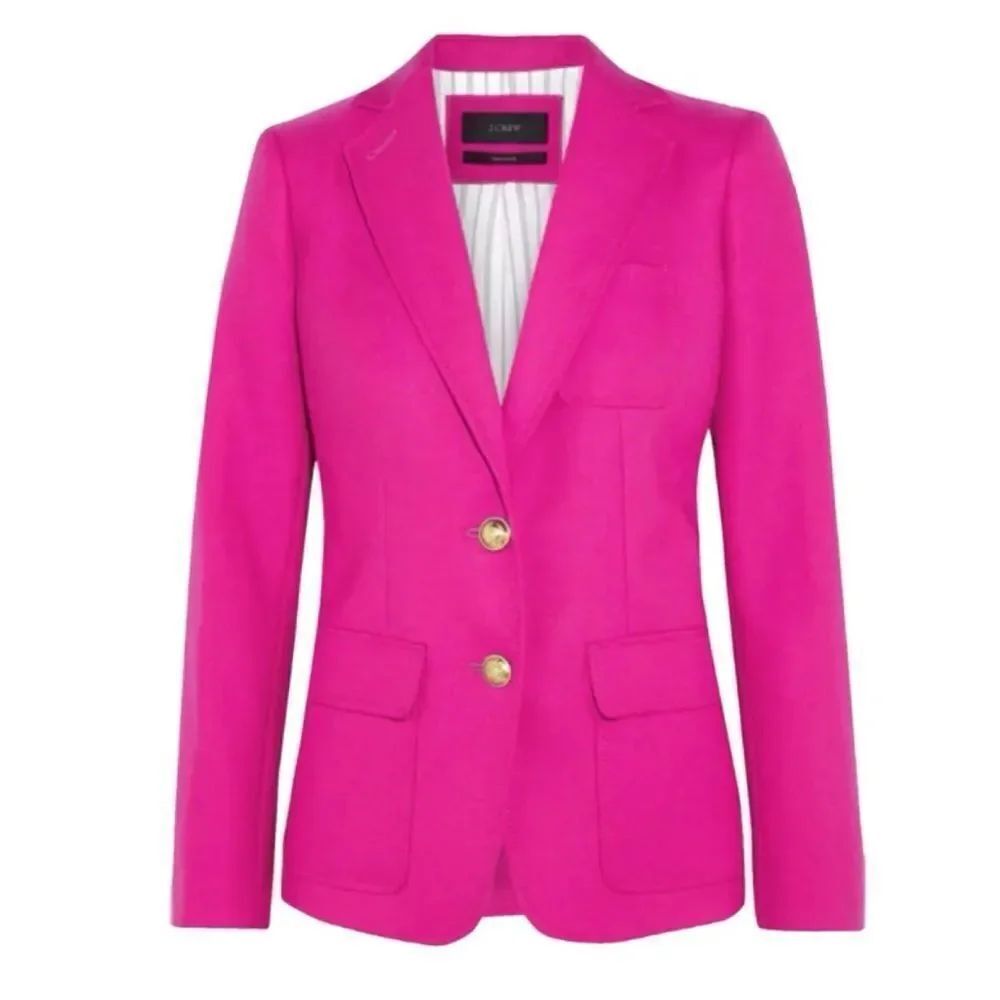 J.CREW Rhodes Wool Fuscia Pink Blazer Size 00 ~ New No Tags